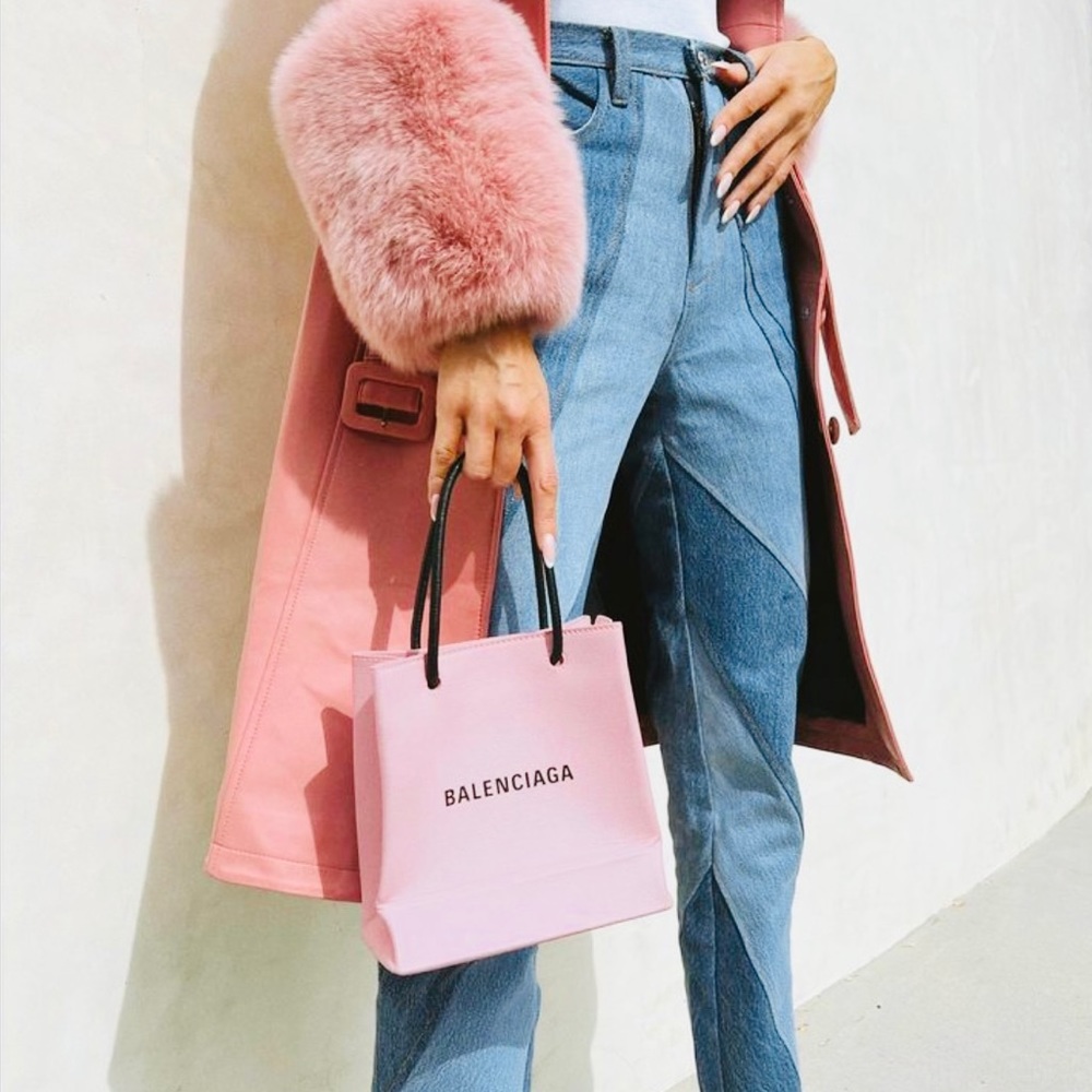 Balenciaga Pink Shopping Bag Leather Tote XXS